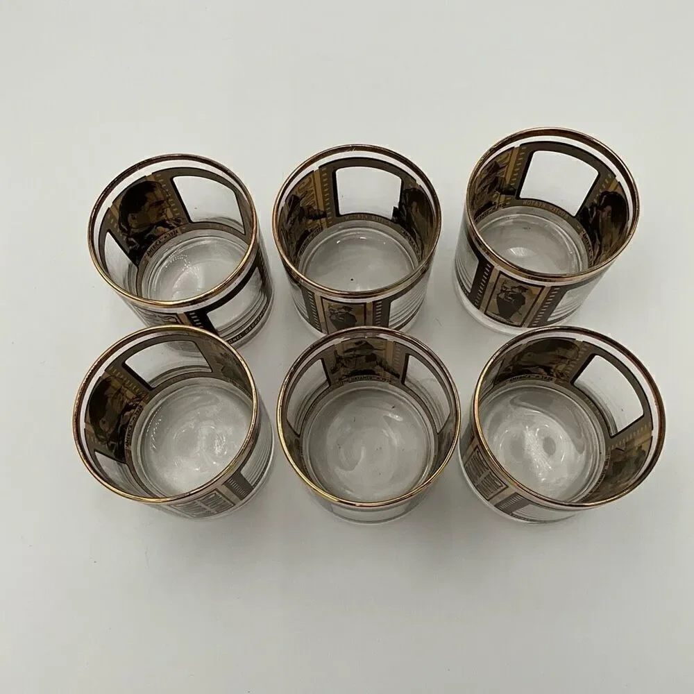 ROARING TWENTIES Silent Film Actors Whiskey Glasses